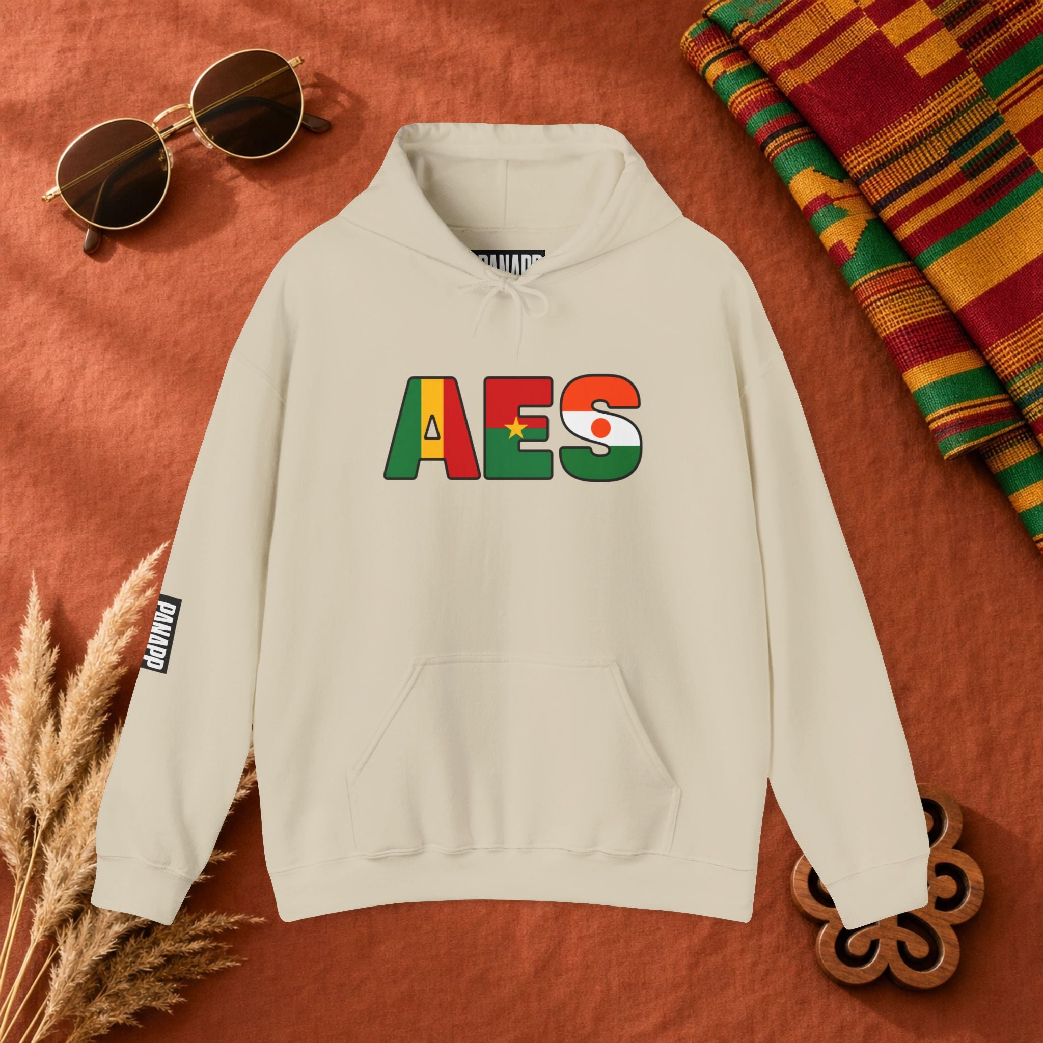 AES Flag Hoodie — Burkina Famos-Niger-Mali -West African Colors Pullover