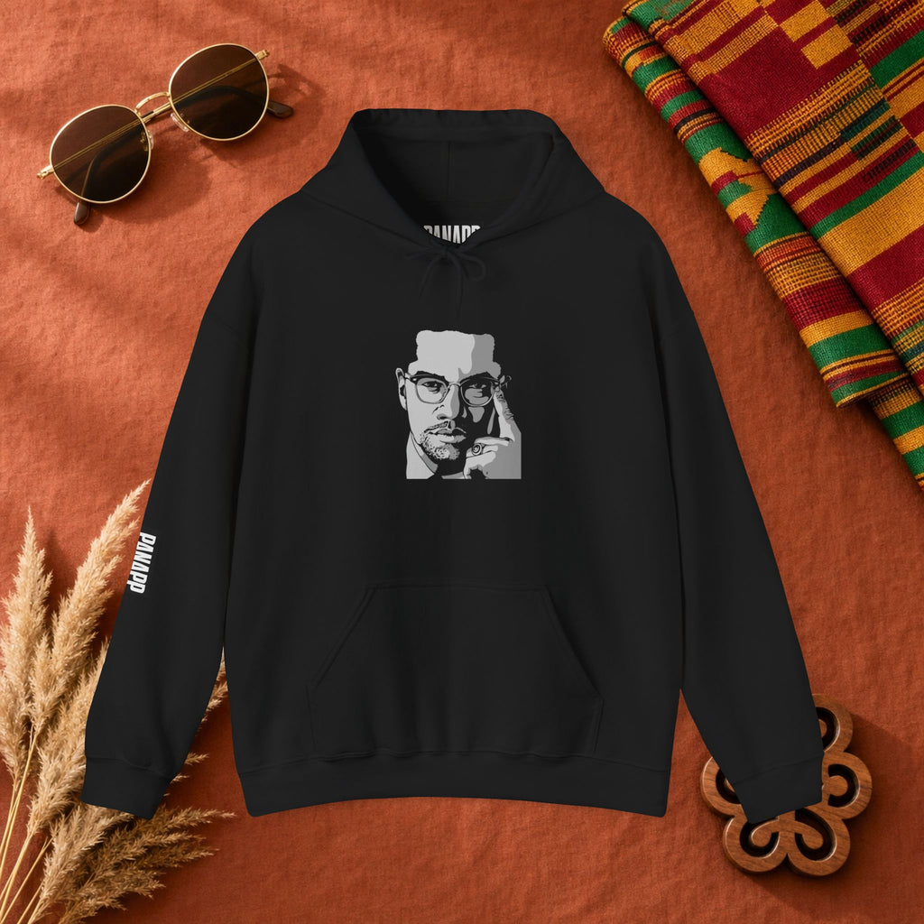 Black Leader Hoodie — Minimalist Monochrome Face Pullover