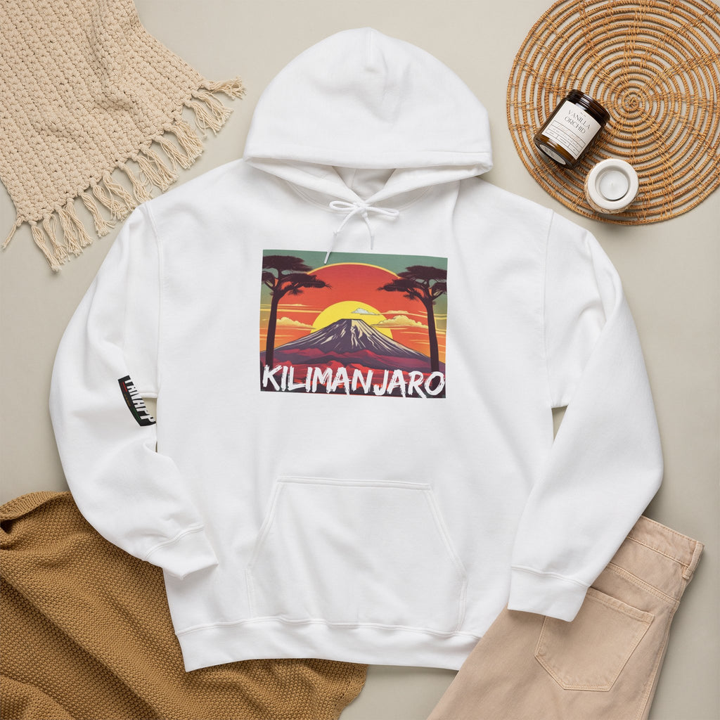 Kilimanjaro Graphic Hoodie — Retro Sunset Mountain Travel Sweatshirt