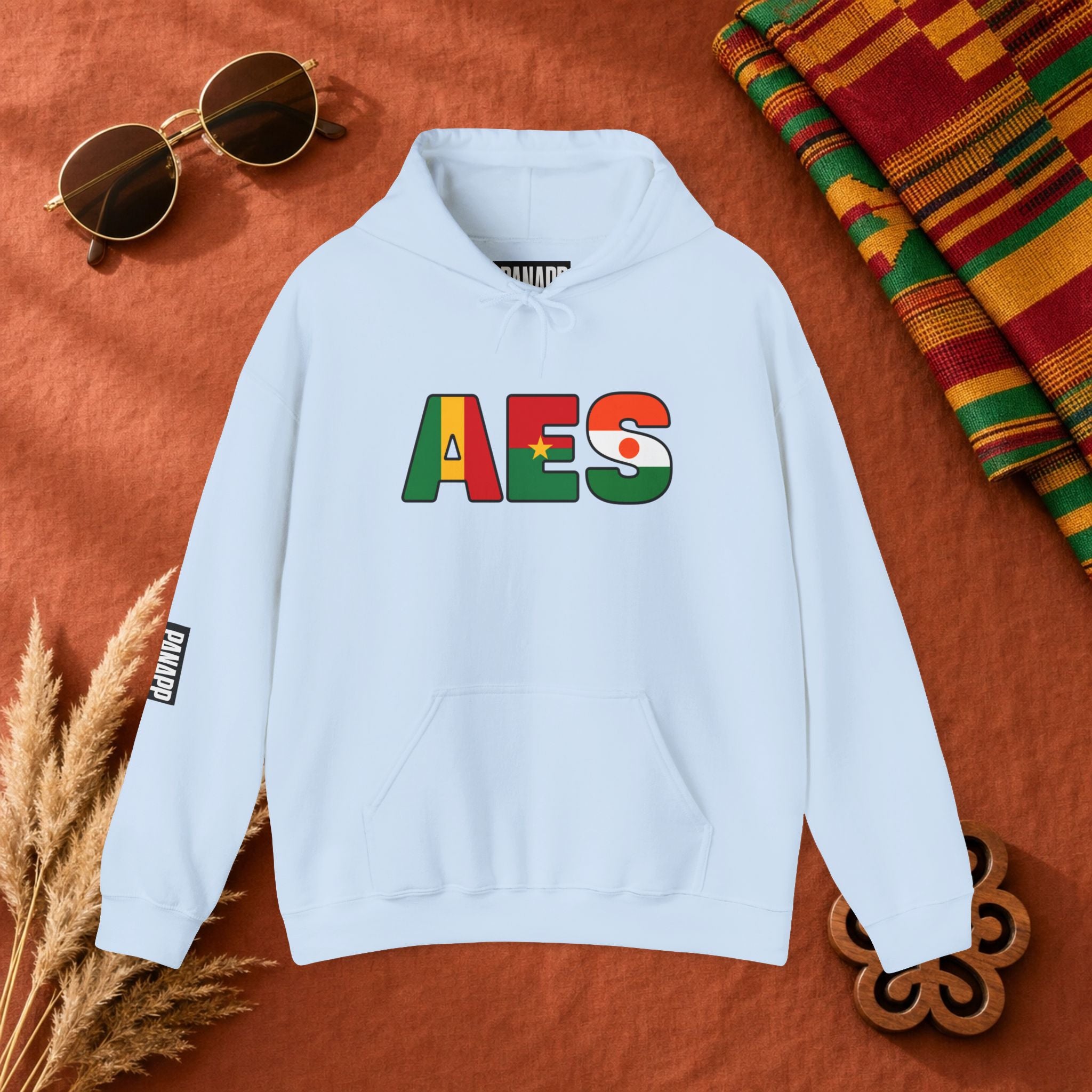 AES Flag Hoodie — Burkina Famos-Niger-Mali -West African Colors Pullover