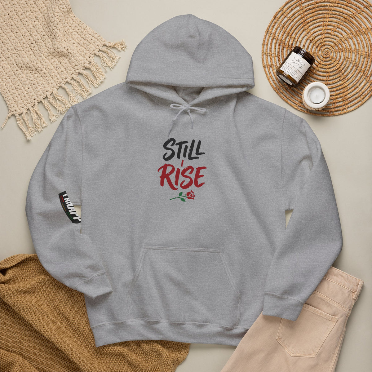 Still Rise Hoodie — Inspirational 'Still Rise' Rose Graphic Hooded Sweatshirt
