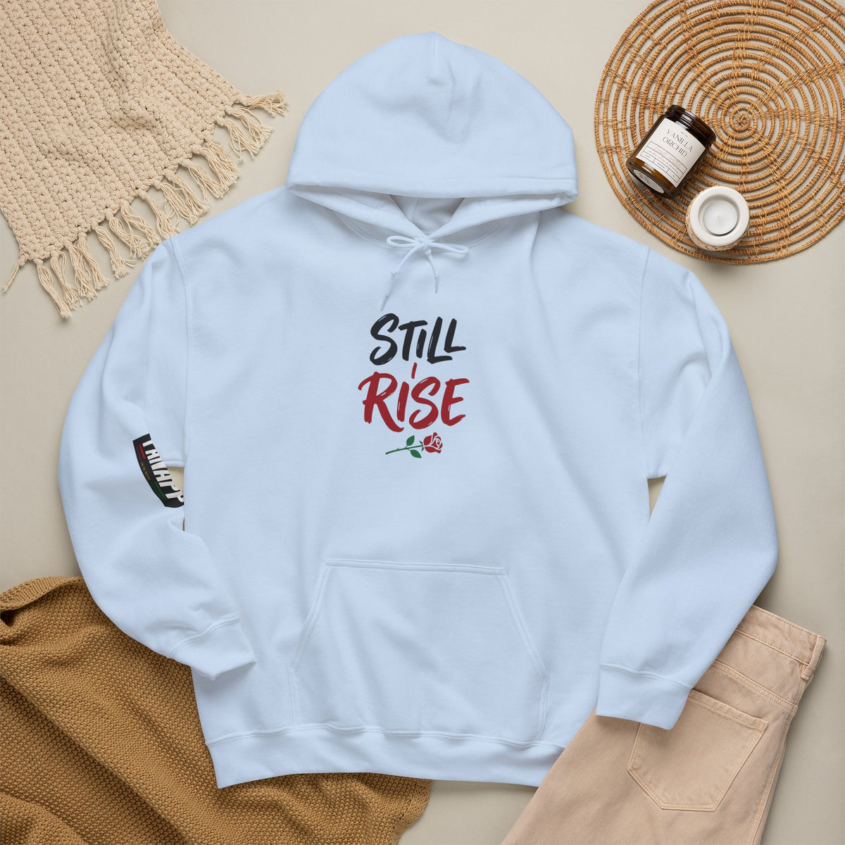 Still Rise Hoodie — Inspirational 'Still Rise' Rose Graphic Hooded Sweatshirt