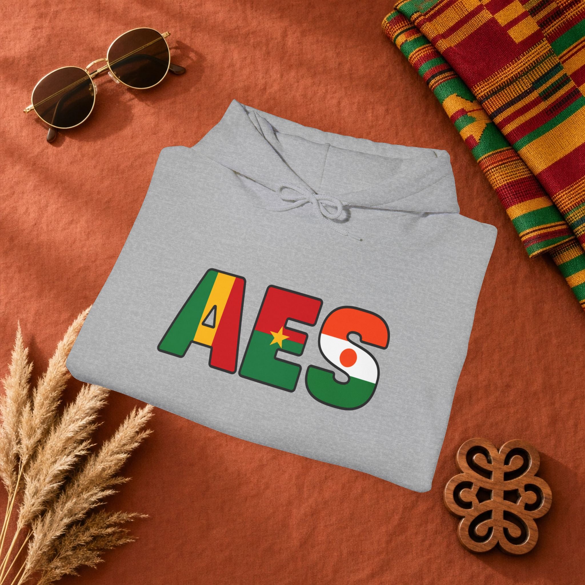 AES Flag Hoodie — Burkina Famos-Niger-Mali -West African Colors Pullover
