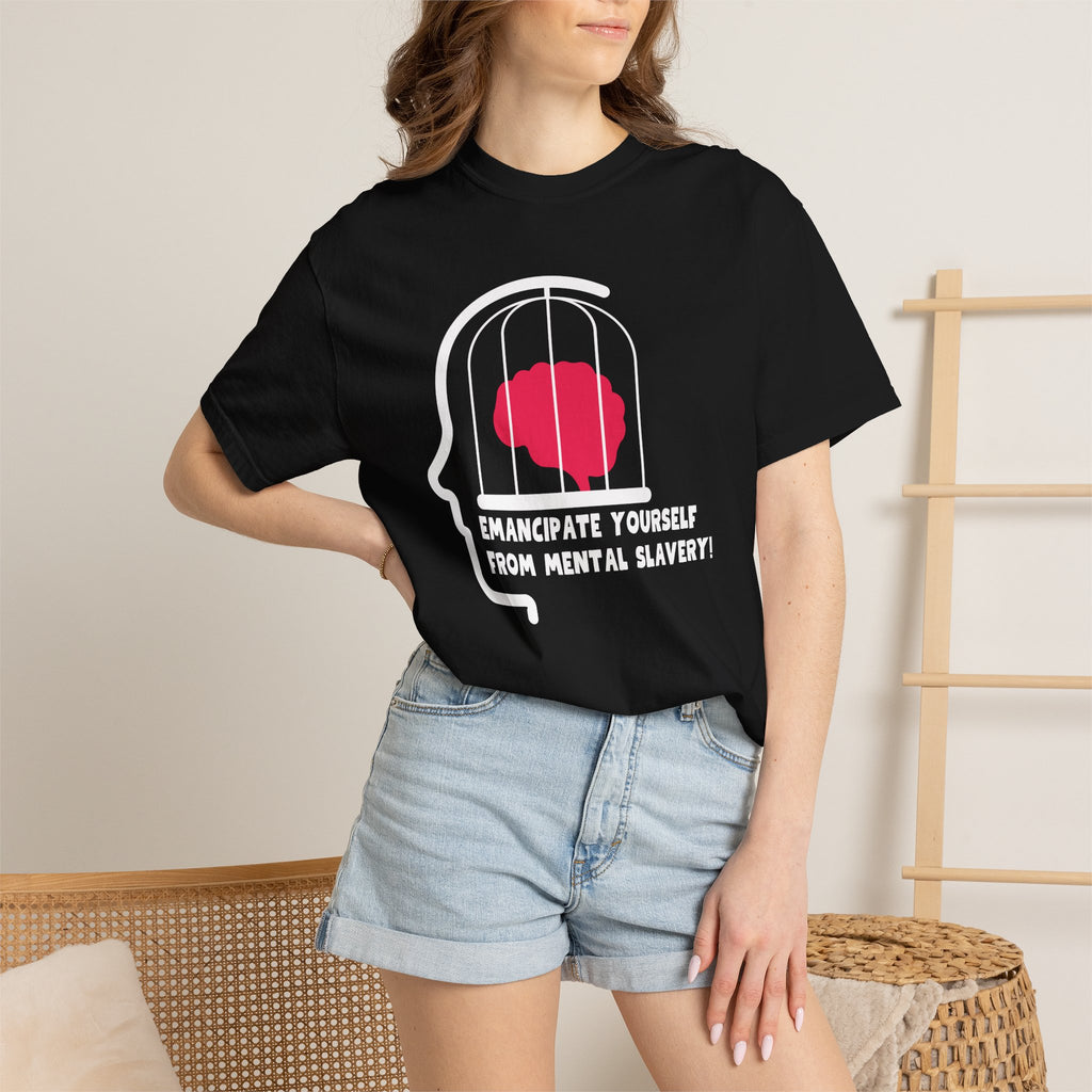 T-Shirt — "Emancipate Yourself From Mental Slavery" Brain Cage Design