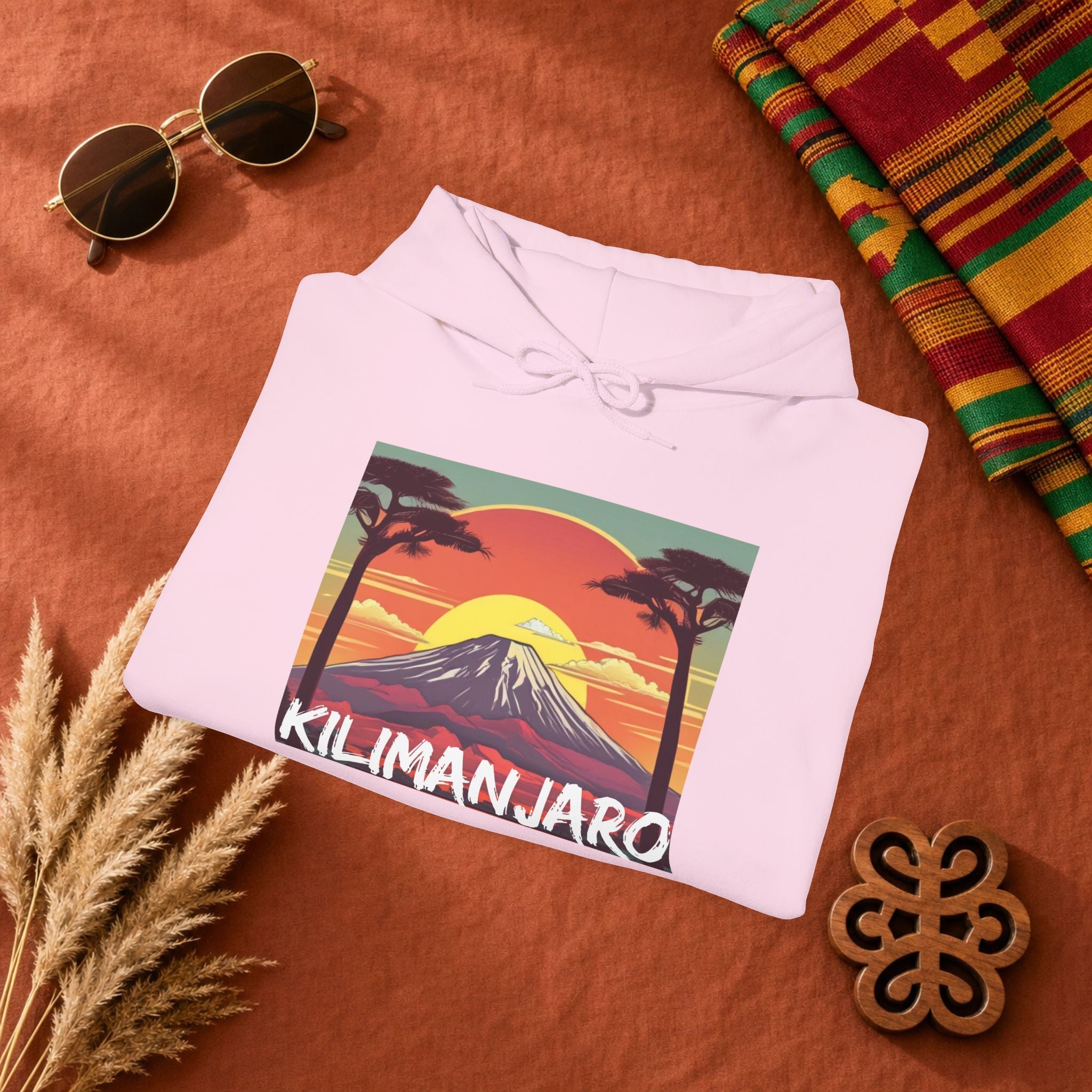 Kilimanjaro Graphic Hoodie — Retro Sunset Mountain Travel Sweatshirt