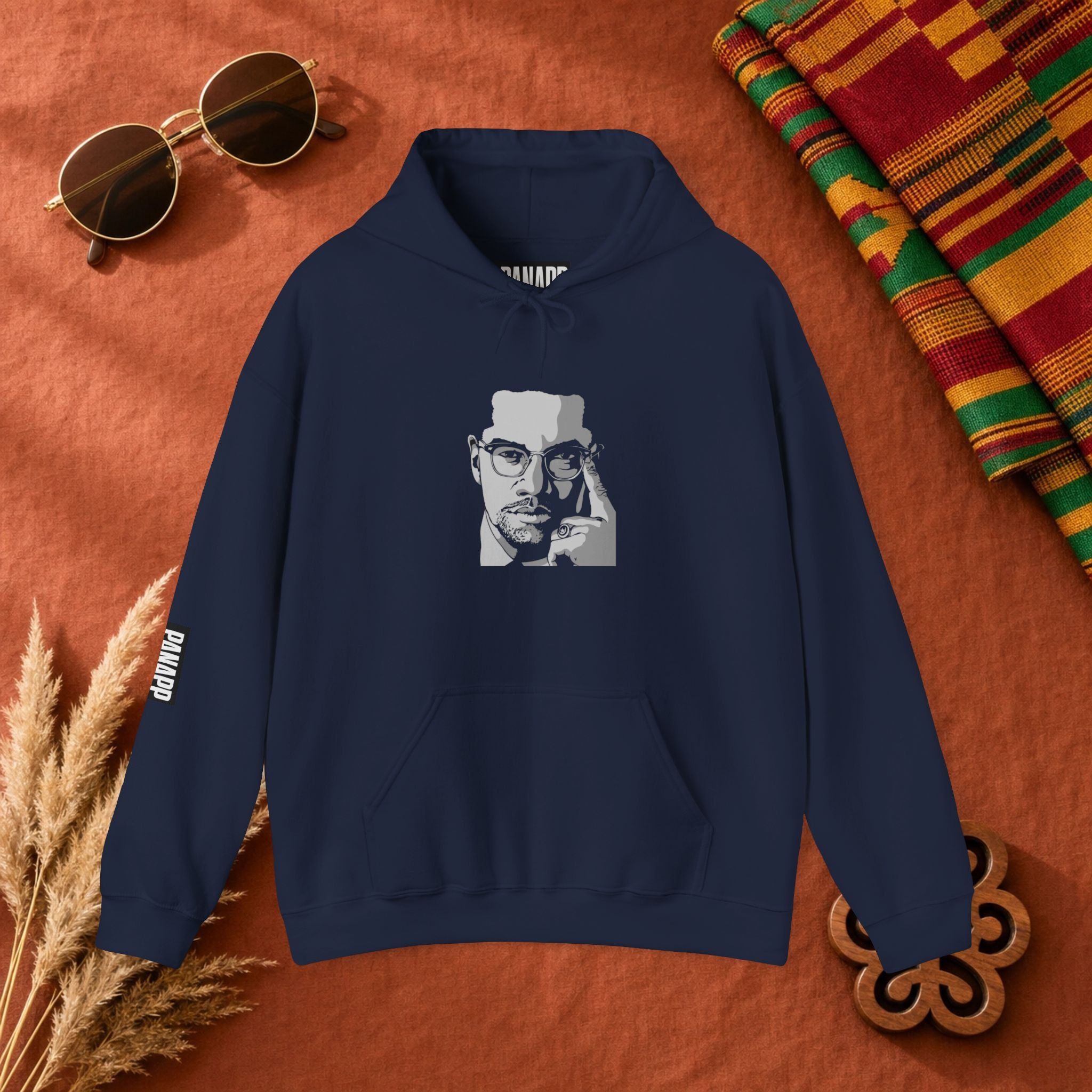 Black Leader Hoodie — Minimalist Monochrome Face Pullover