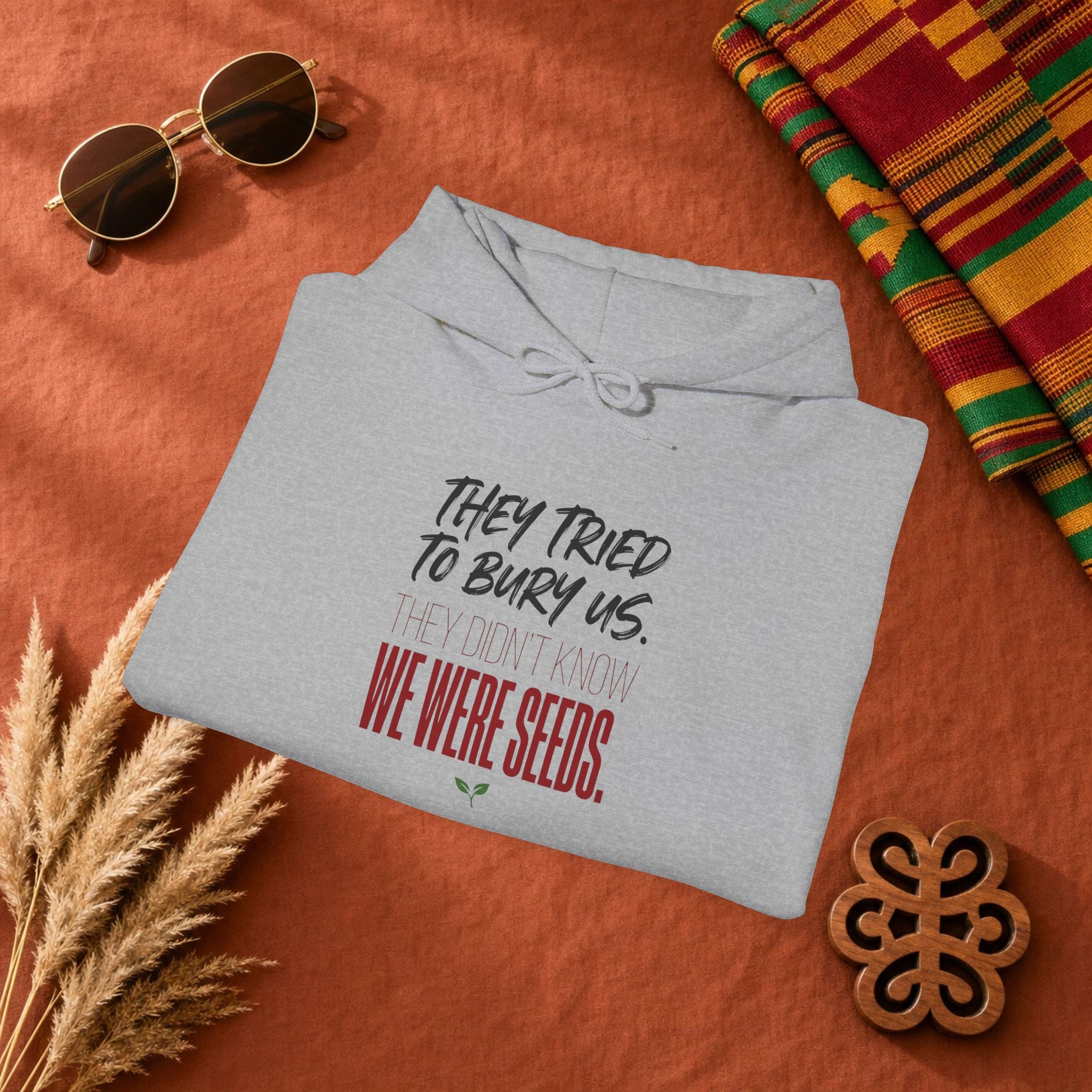 Hoodie — “They Tried to Bury Us. We Were Seeds.” Inspirational Protest Graphic Hooded Sweatshirt