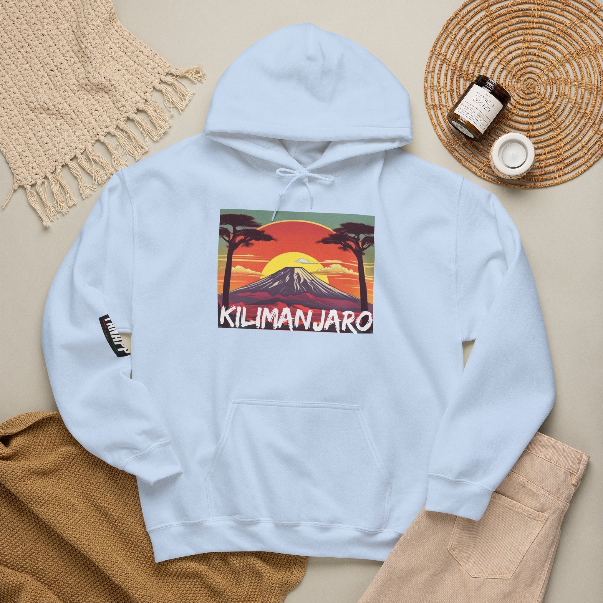 Kilimanjaro Graphic Hoodie — Retro Sunset Mountain Travel Sweatshirt