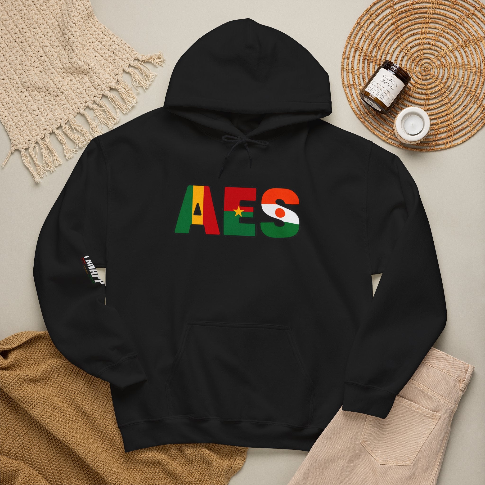 AES Flag Hoodie — Burkina Famos-Niger-Mali -West African Colors Pullover