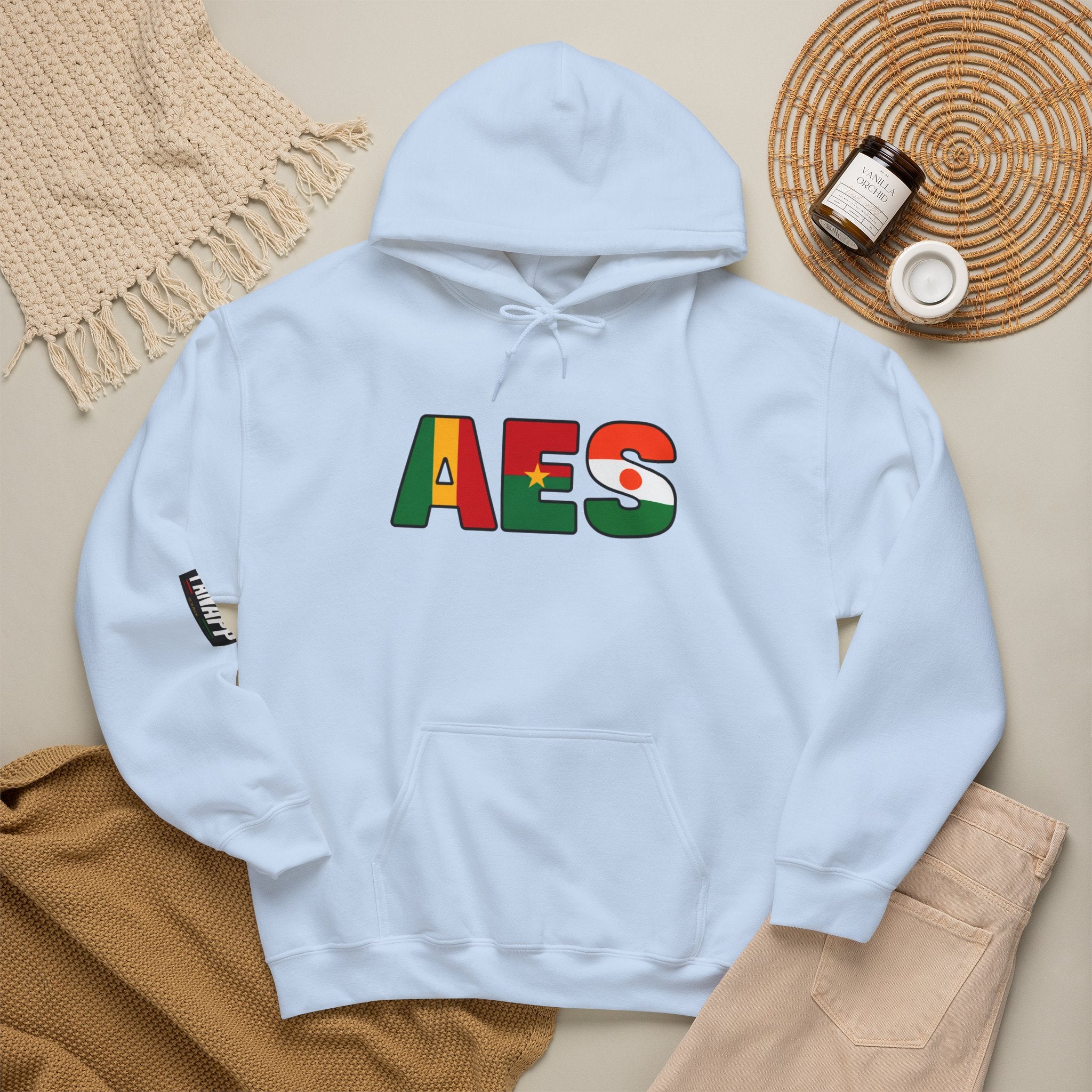 AES Flag Hoodie — Burkina Famos-Niger-Mali -West African Colors Pullover