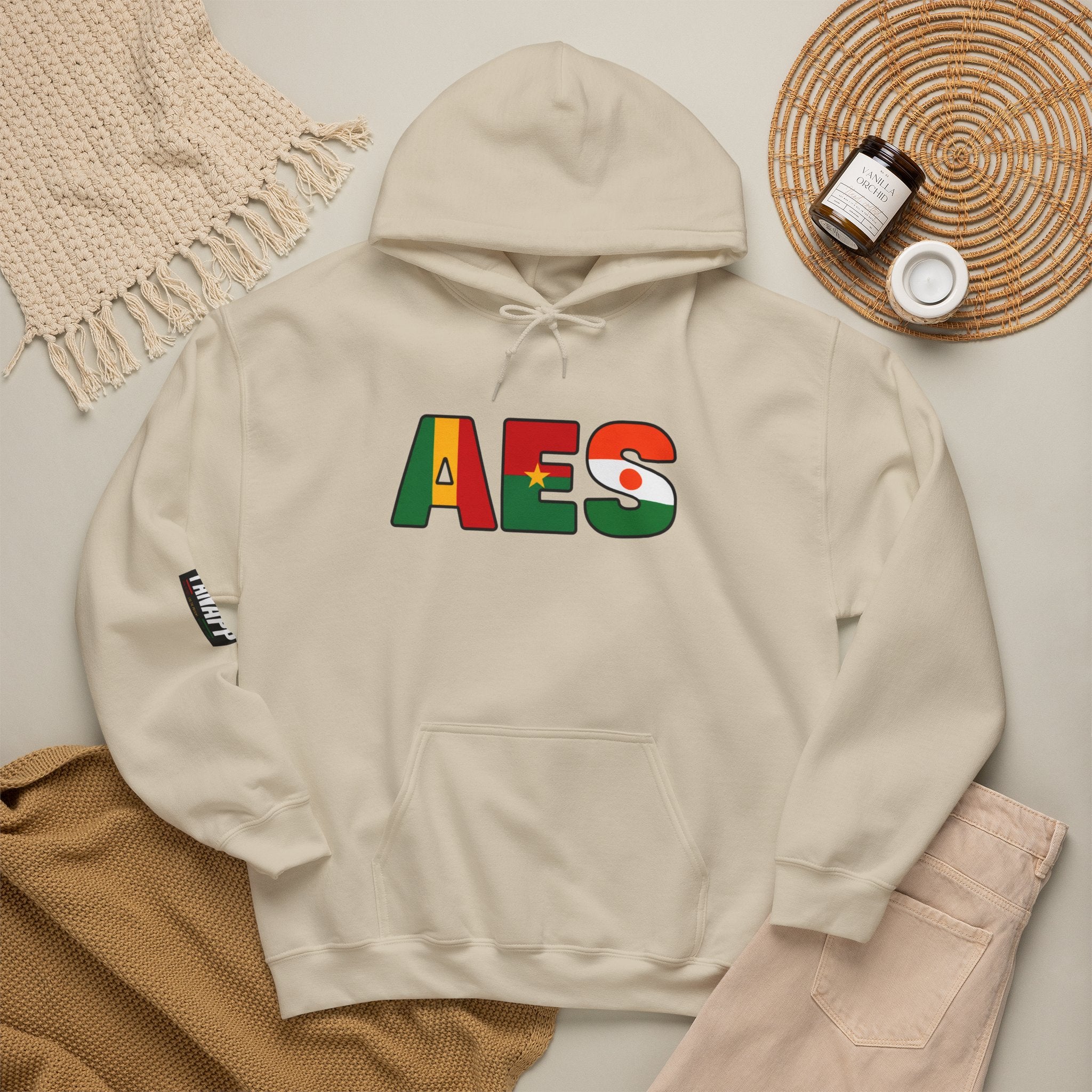 AES Flag Hoodie — Burkina Famos-Niger-Mali -West African Colors Pullover