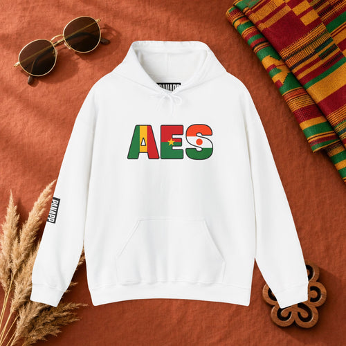 AES Flag Hoodie — Burkina Famos-Niger-Mali -West African Colors Pullover