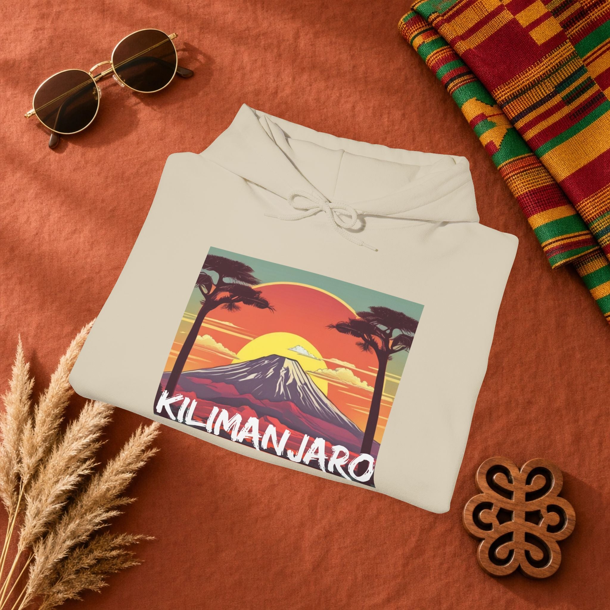 Kilimanjaro Graphic Hoodie — Retro Sunset Mountain Travel Sweatshirt
