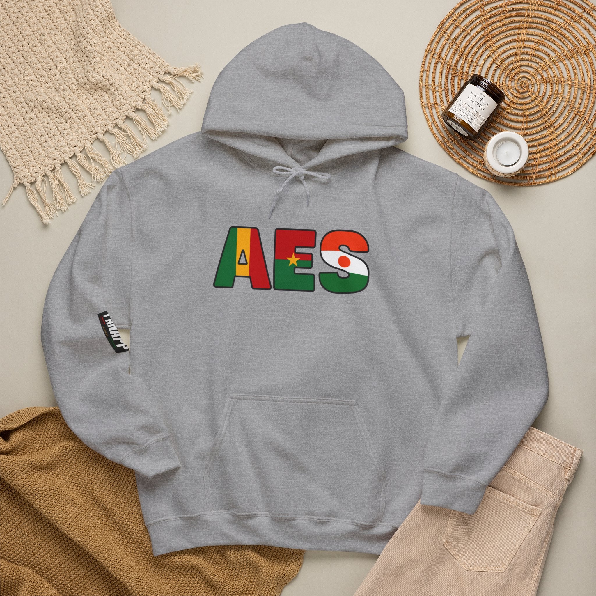 AES Flag Hoodie — Burkina Famos-Niger-Mali -West African Colors Pullover