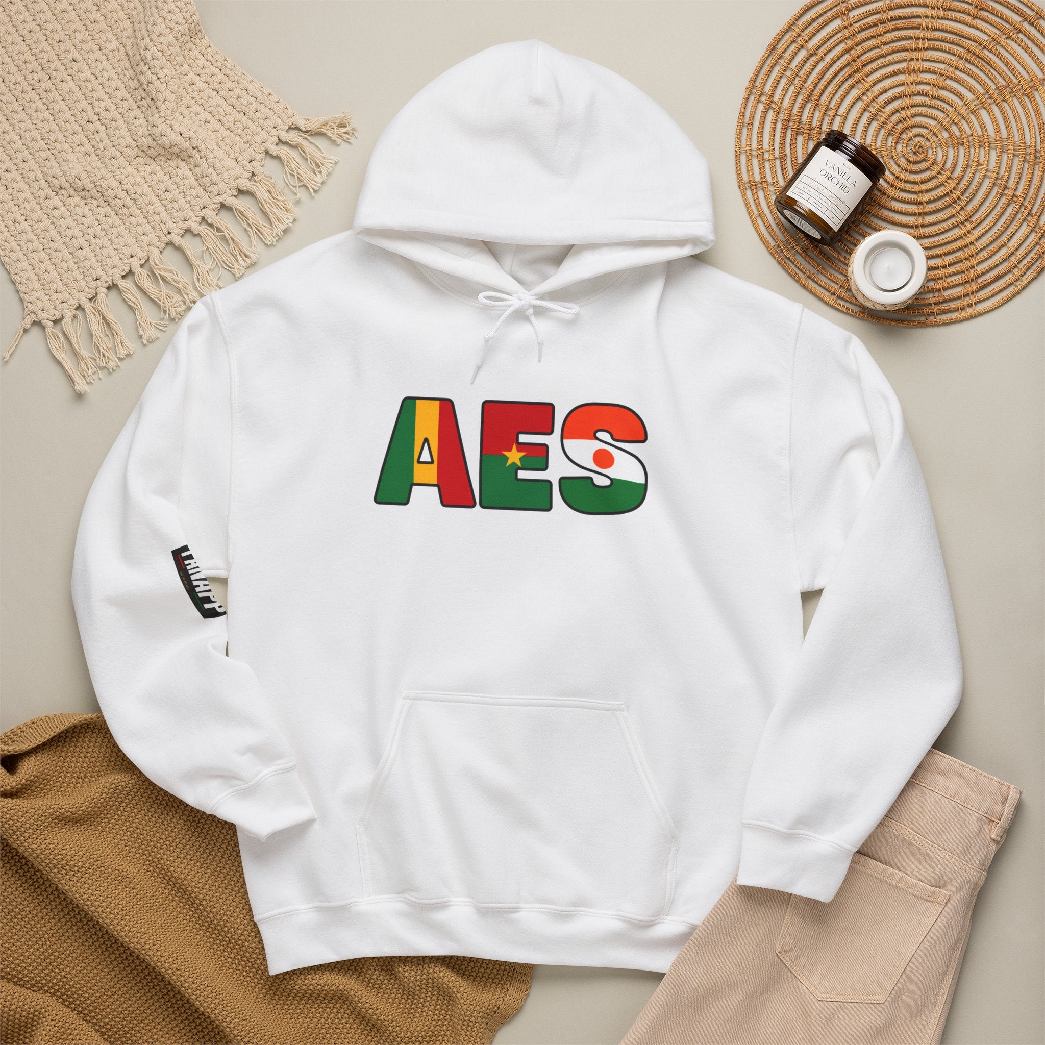 AES Flag Hoodie — Burkina Famos-Niger-Mali -West African Colors Pullover