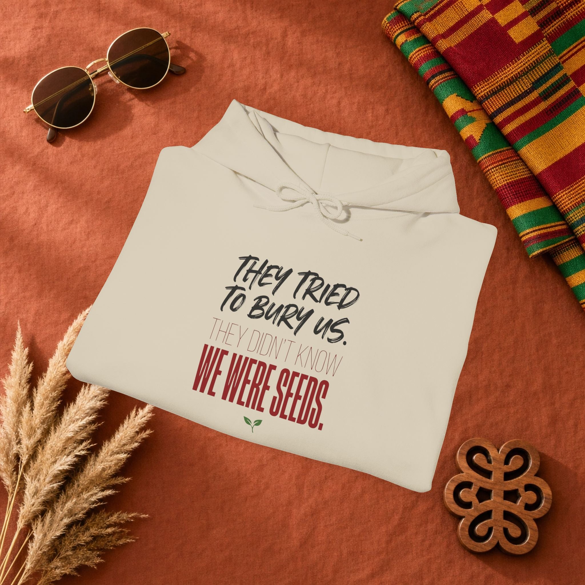 Hoodie — “They Tried to Bury Us. We Were Seeds.” Inspirational Protest Graphic Hooded Sweatshirt