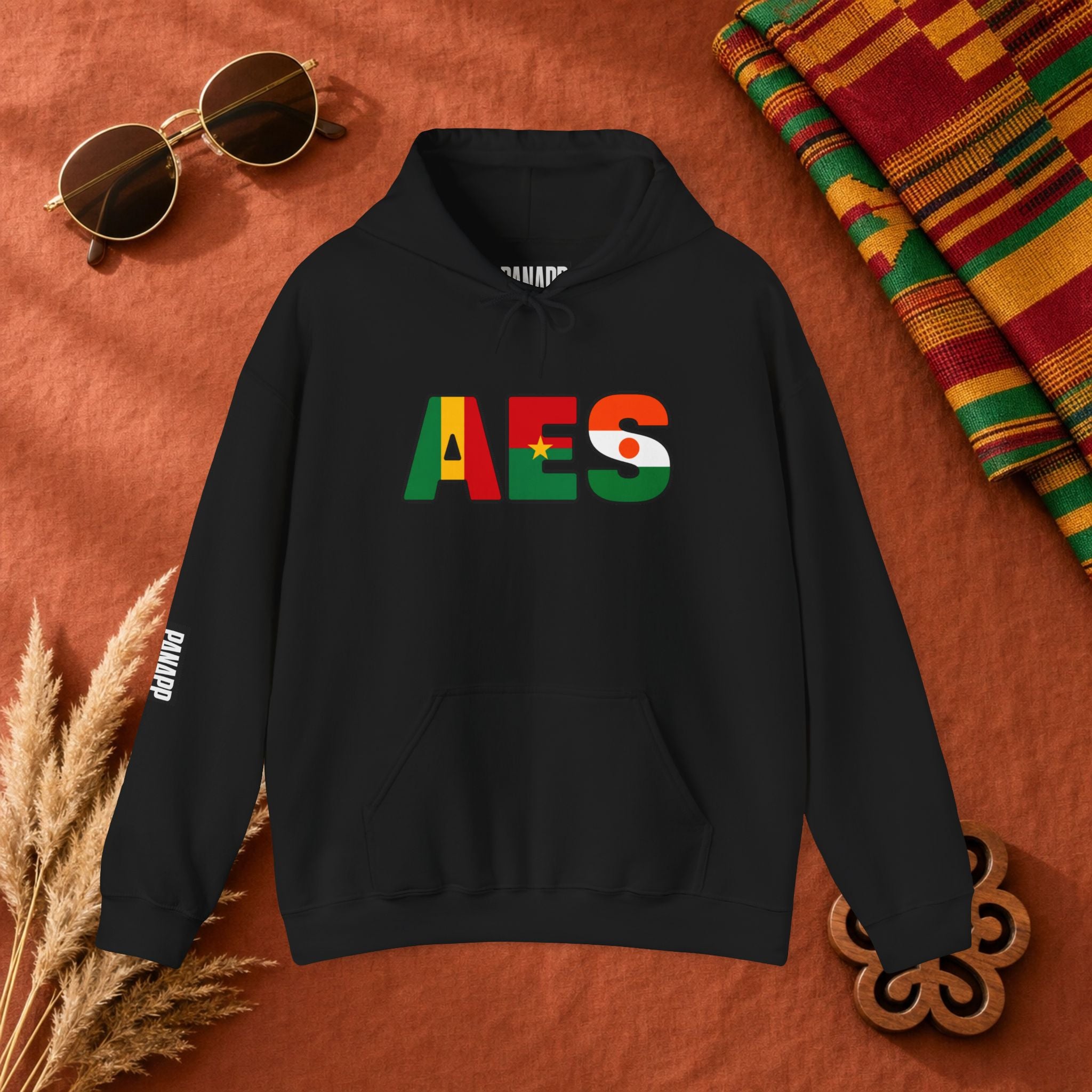 AES Flag Hoodie — Burkina Famos-Niger-Mali -West African Colors Pullover