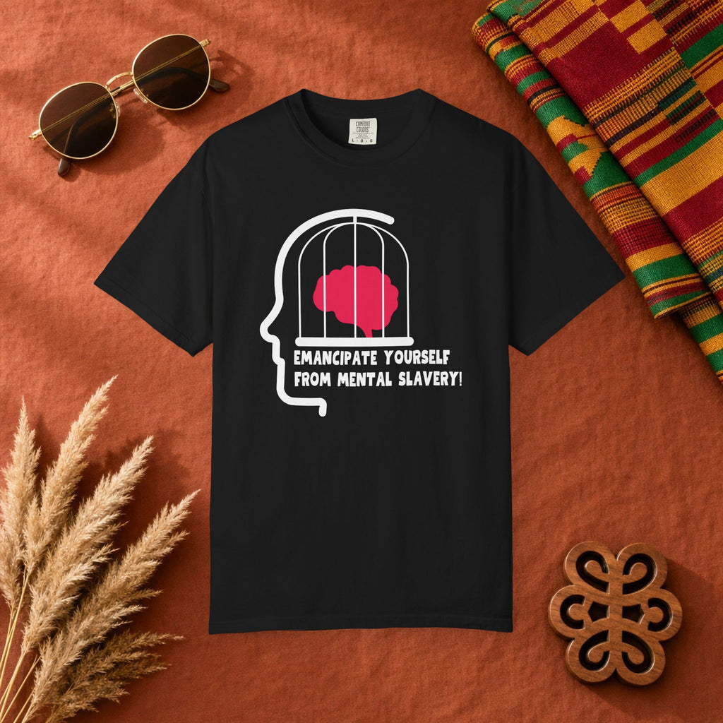 T-Shirt — "Emancipate Yourself From Mental Slavery" Brain Cage Design