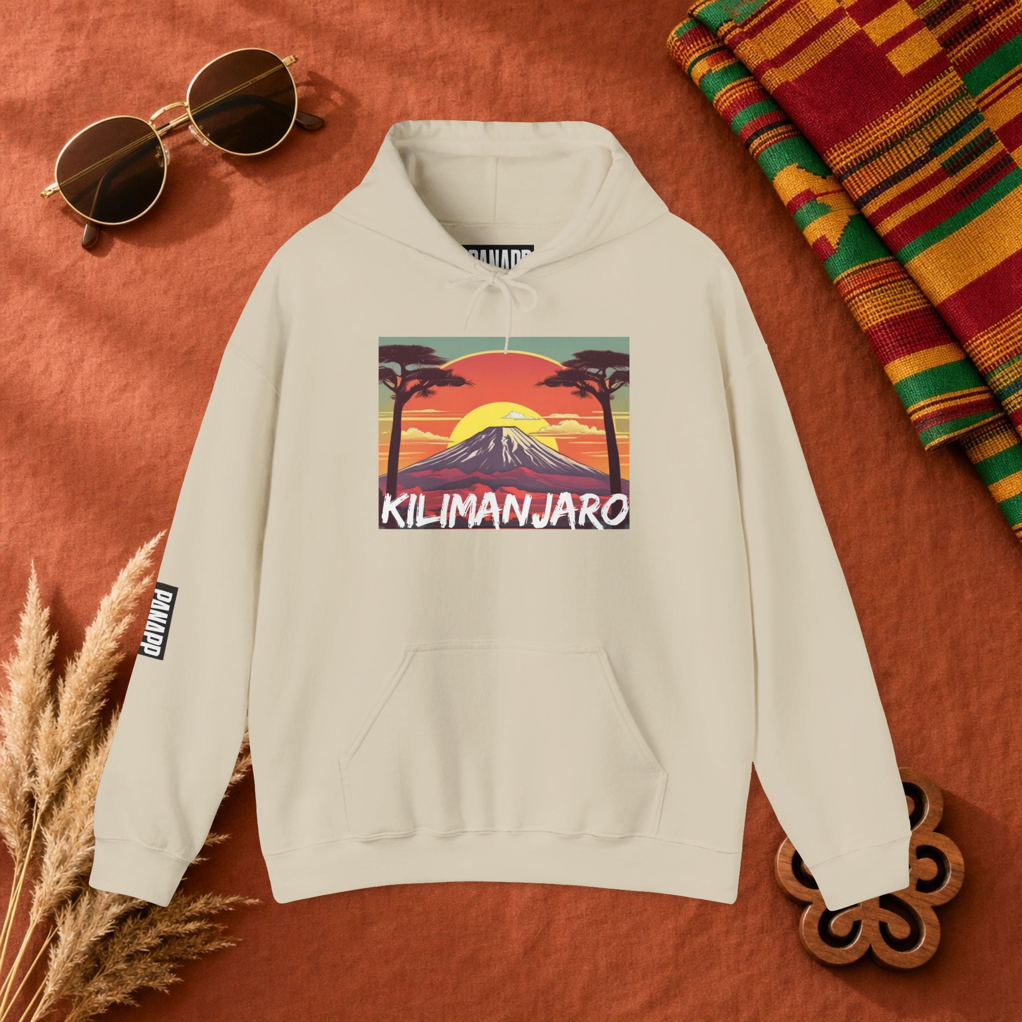 Kilimanjaro Graphic Hoodie — Retro Sunset Mountain Travel Sweatshirt