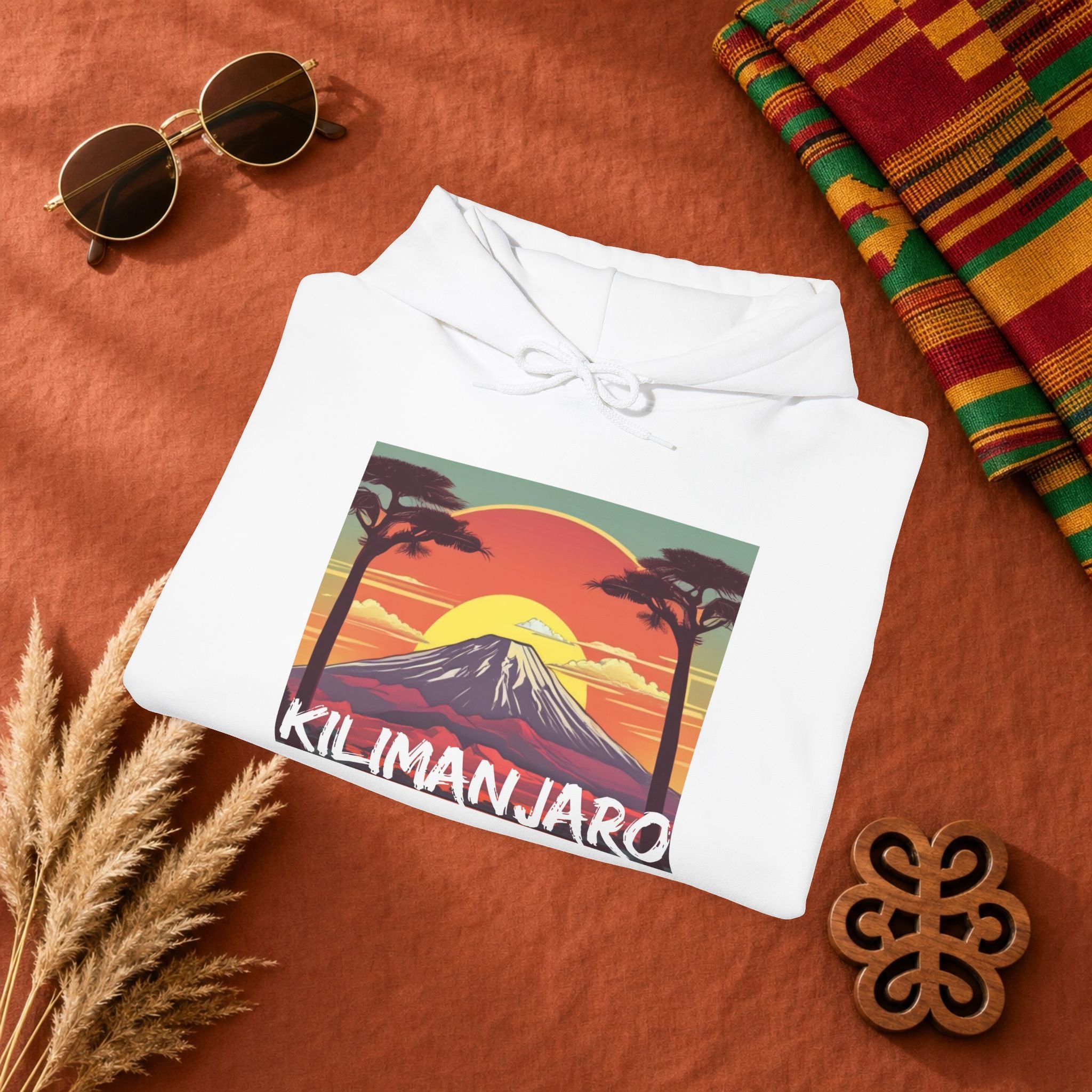 Kilimanjaro Graphic Hoodie — Retro Sunset Mountain Travel Sweatshirt