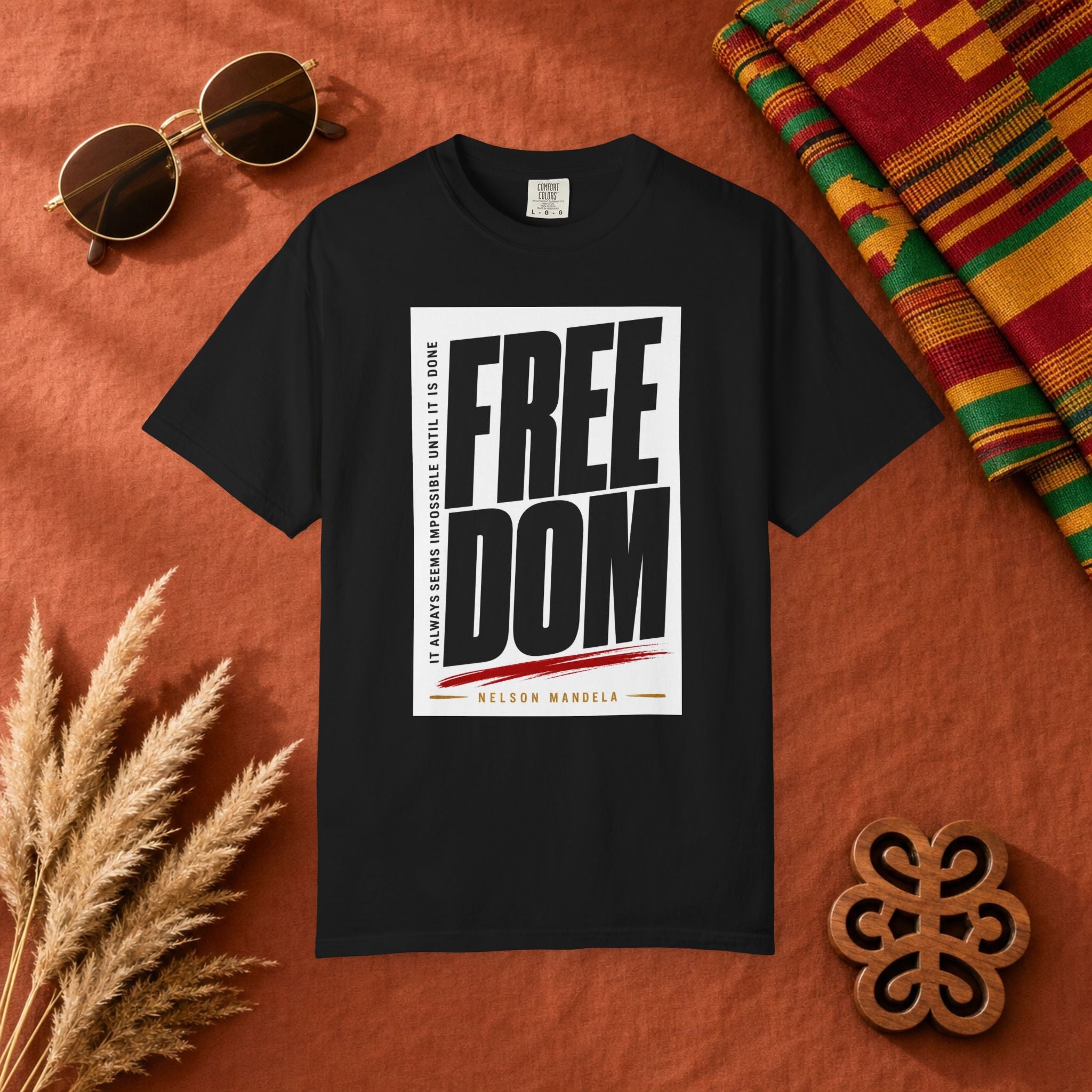 Freedom Bold Graphic T-Shirt — 'FREEDOM' Vertical Typography Tee