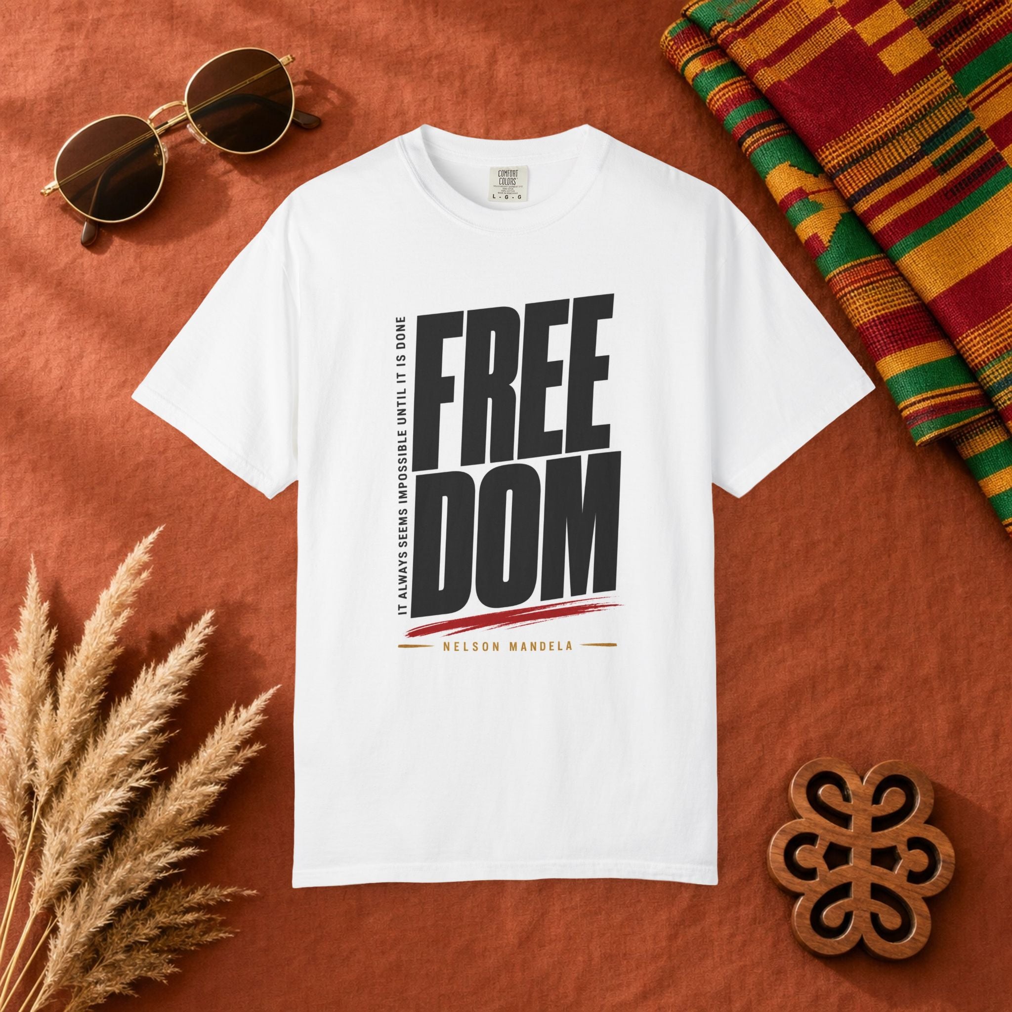 Freedom Bold Graphic T-Shirt — 'FREEDOM' Vertical Typography Tee