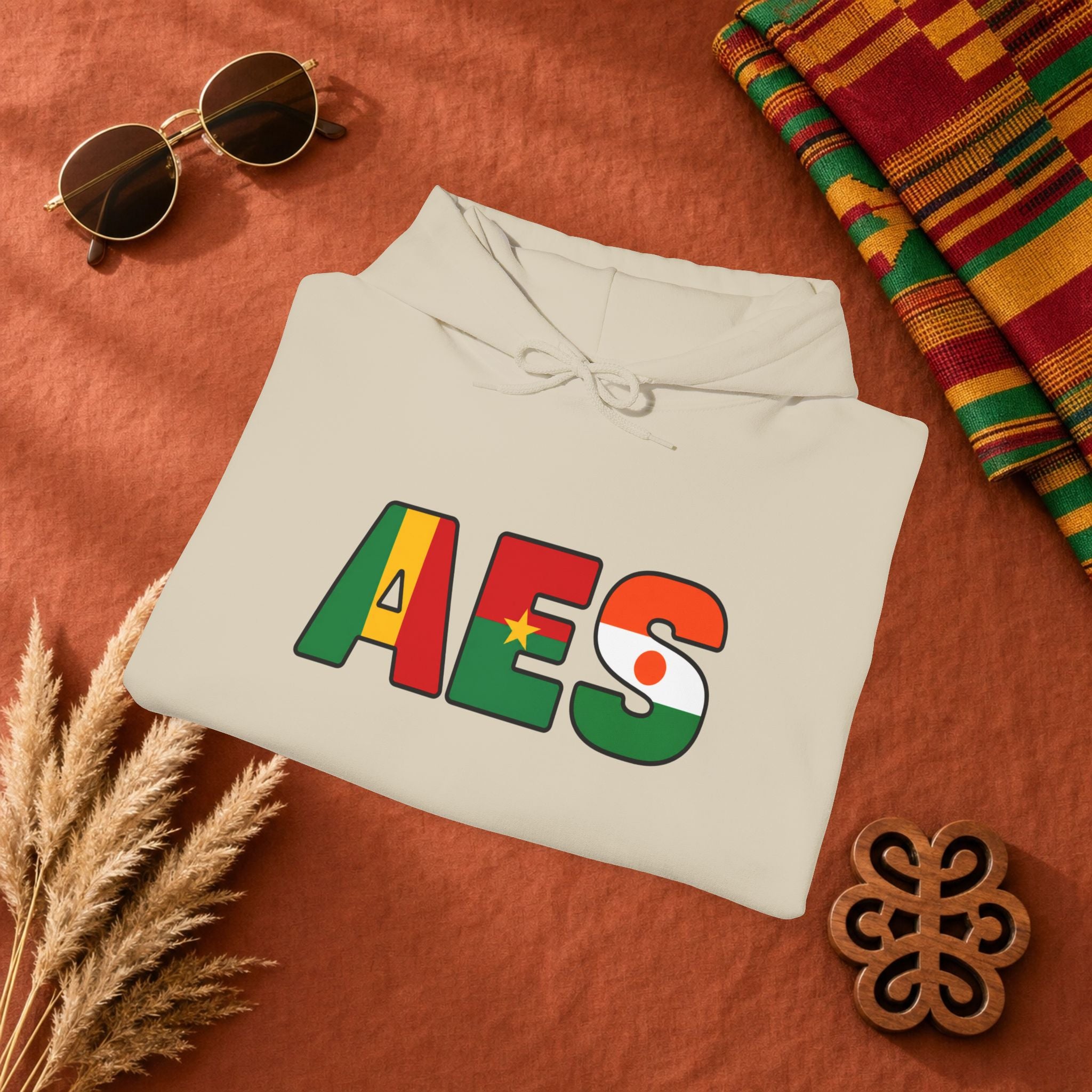 AES Flag Hoodie — Burkina Famos-Niger-Mali -West African Colors Pullover