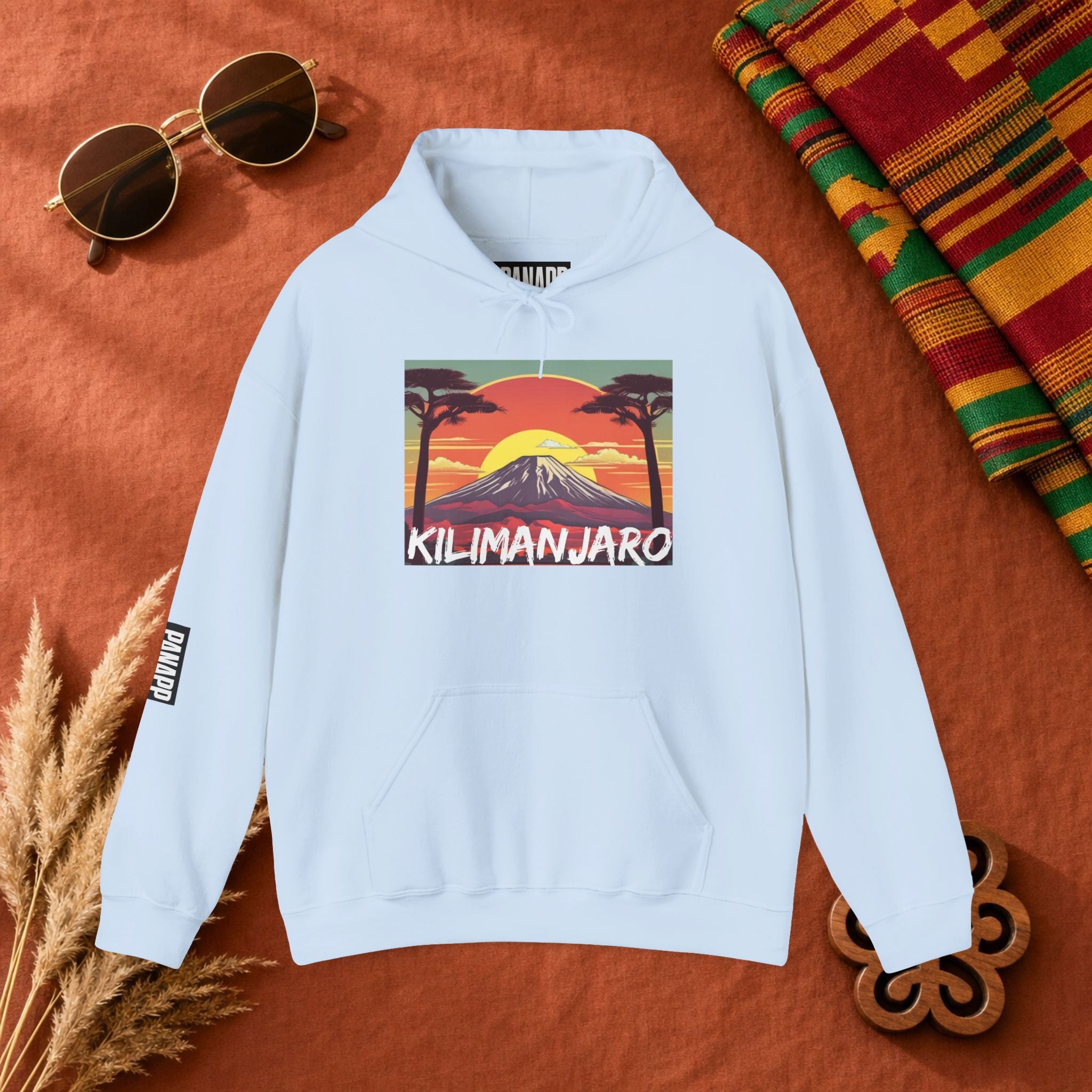 Kilimanjaro Graphic Hoodie — Retro Sunset Mountain Travel Sweatshirt