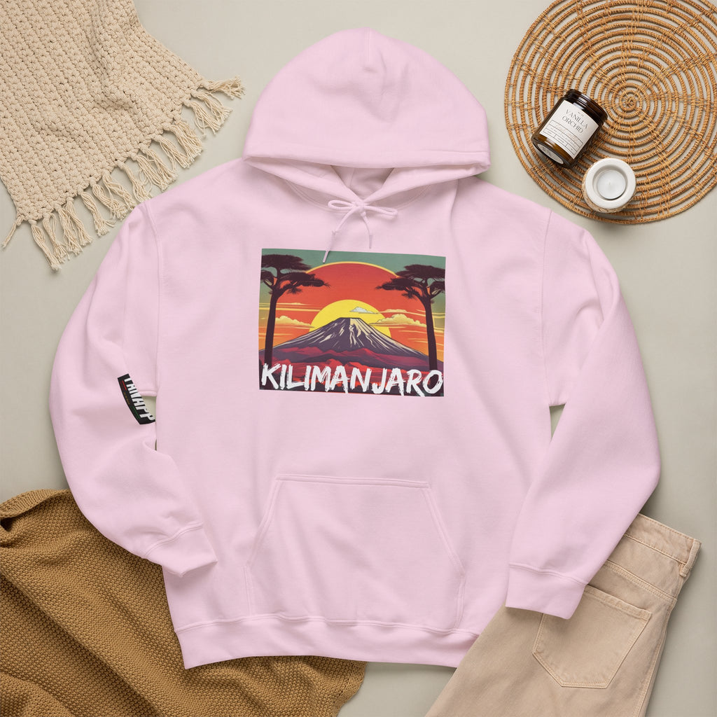 Kilimanjaro Graphic Hoodie — Retro Sunset Mountain Travel Sweatshirt