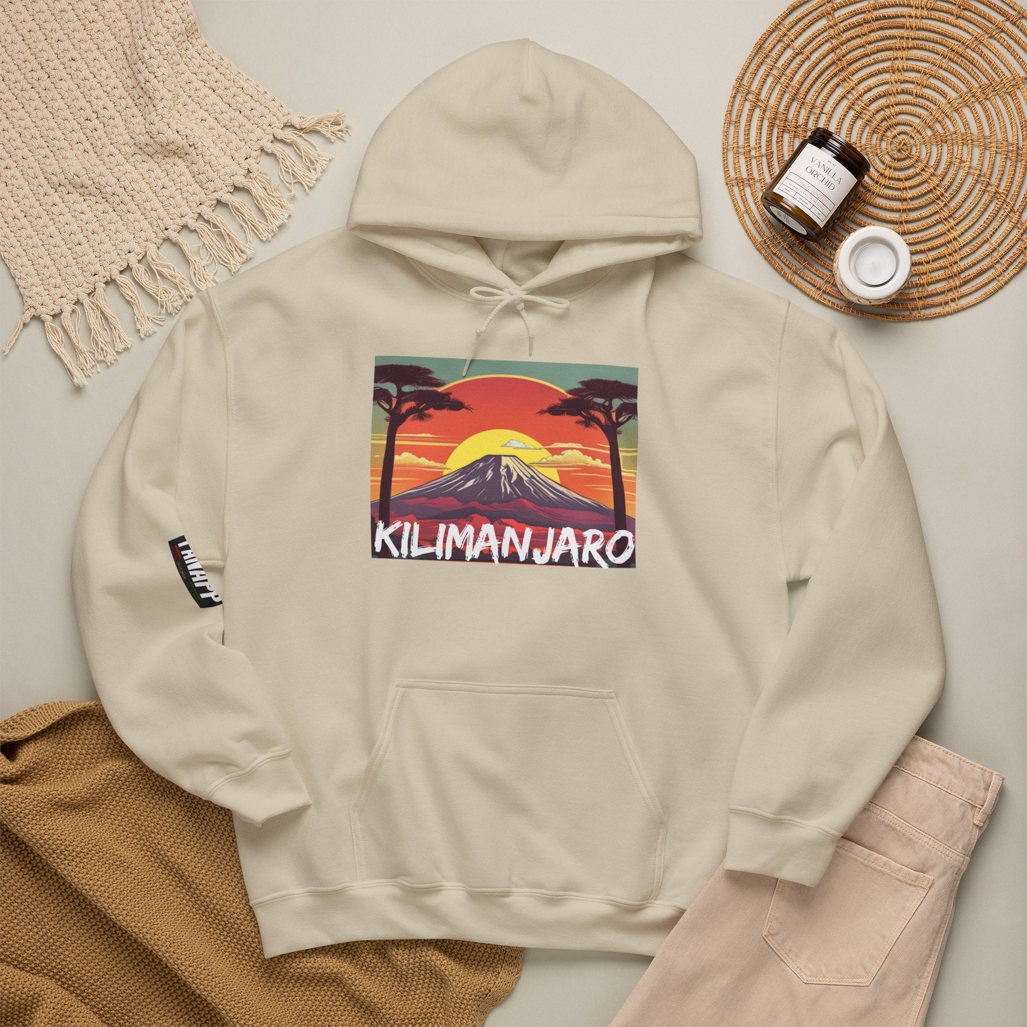 Kilimanjaro Graphic Hoodie — Retro Sunset Mountain Travel Sweatshirt