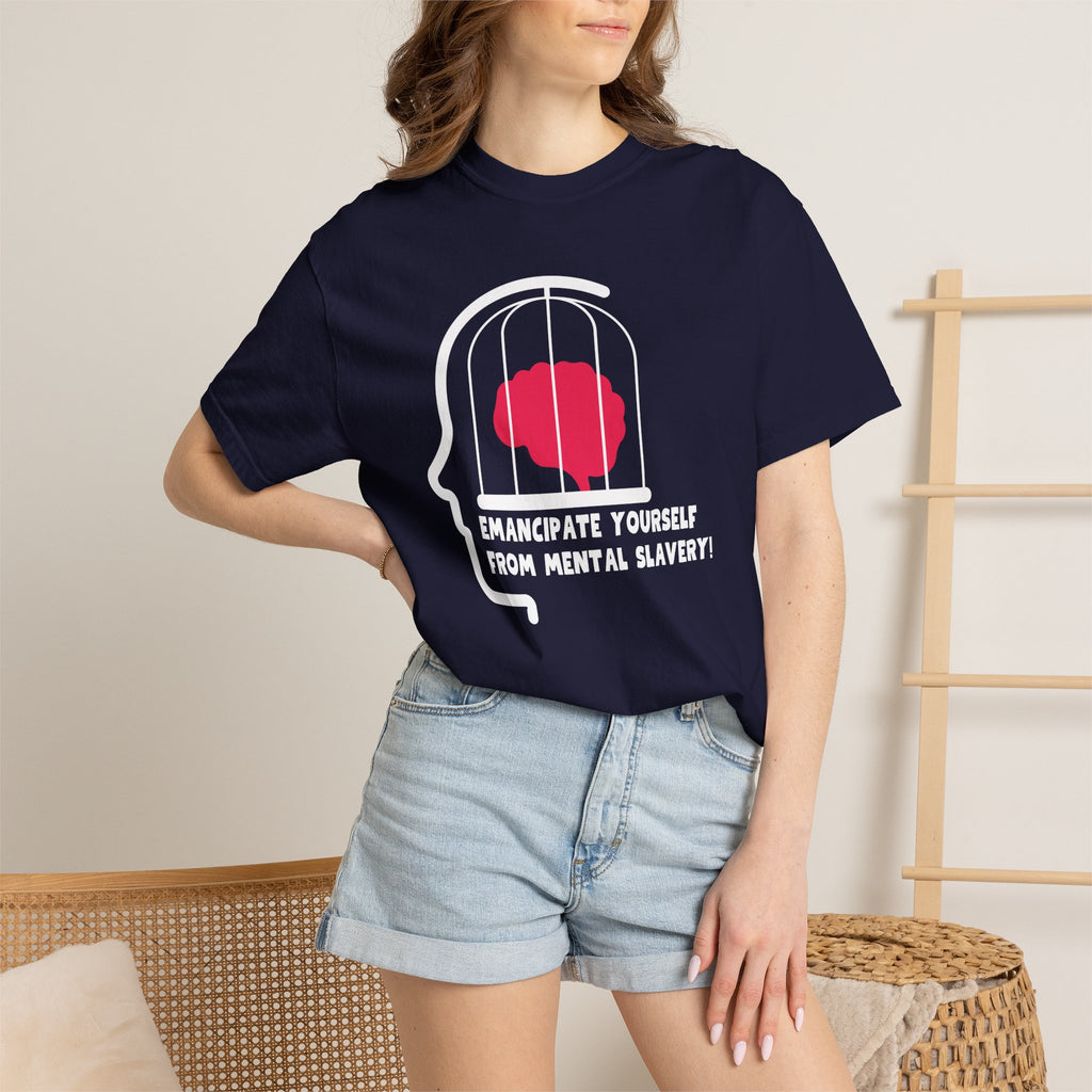 T-Shirt — "Emancipate Yourself From Mental Slavery" Brain Cage Design