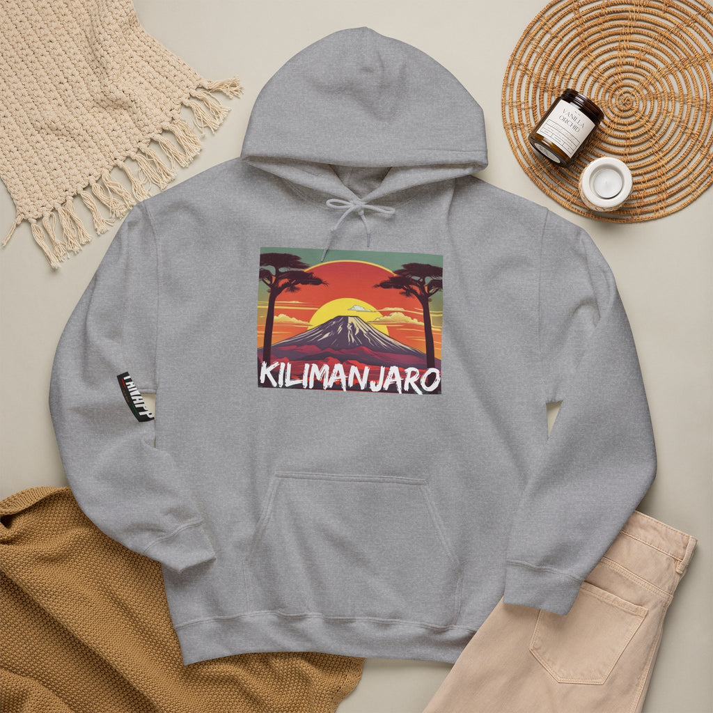 Kilimanjaro Graphic Hoodie — Retro Sunset Mountain Travel Sweatshirt