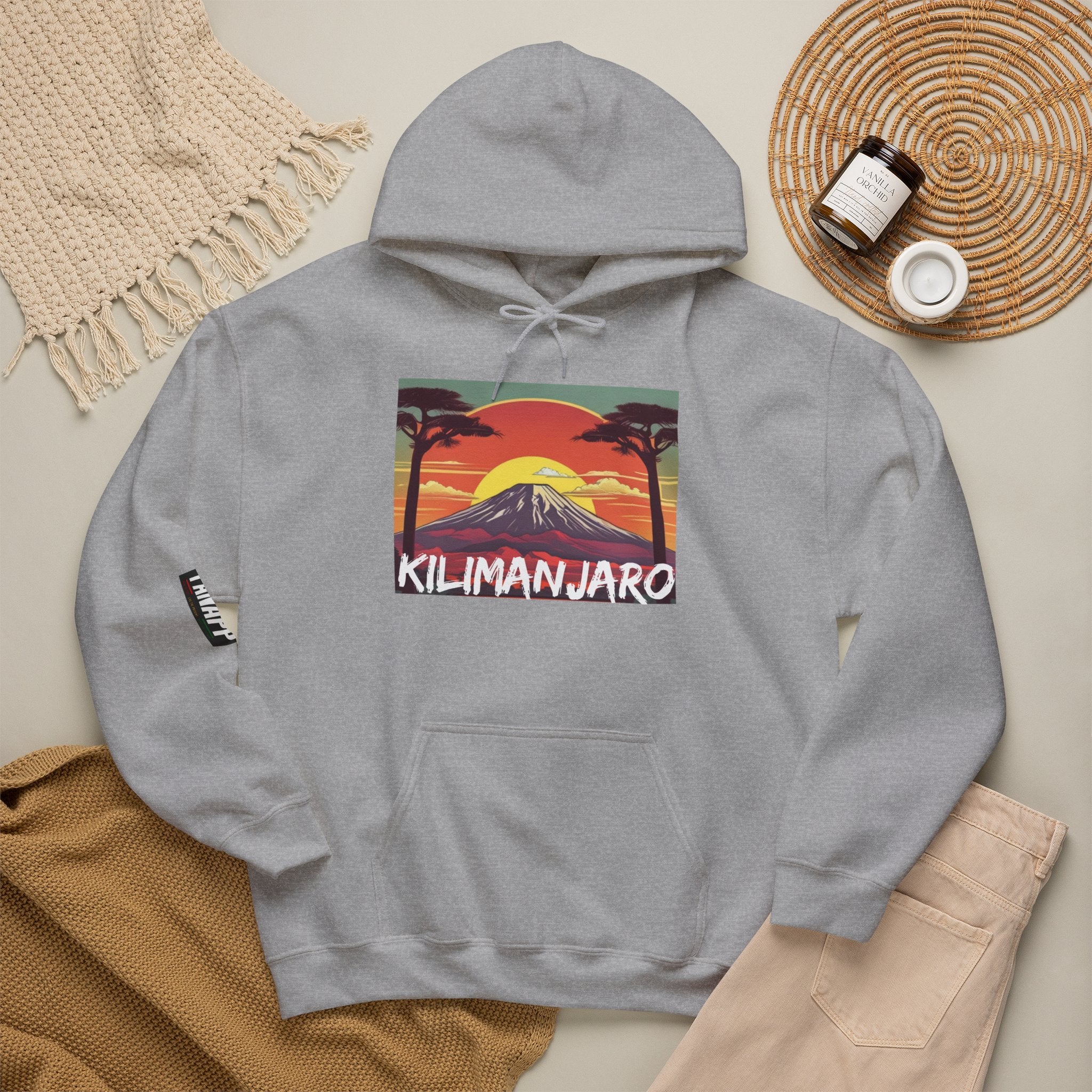 Kilimanjaro Graphic Hoodie — Retro Sunset Mountain Travel Sweatshirt