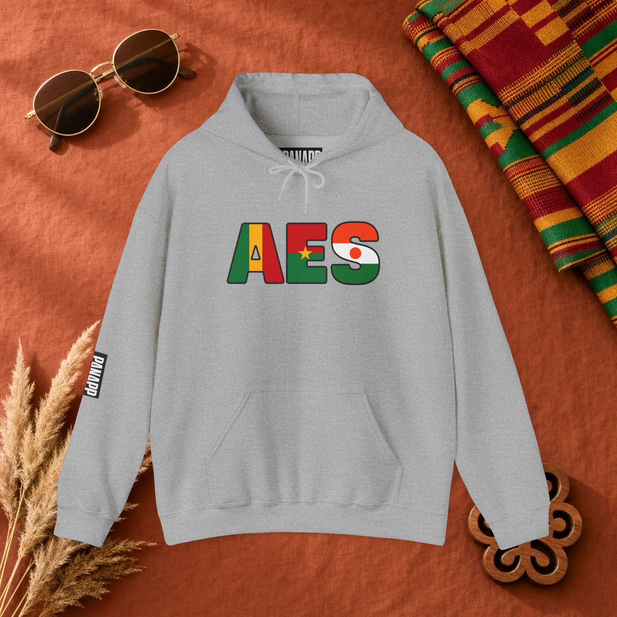 AES Flag Hoodie — Burkina Famos-Niger-Mali -West African Colors Pullover