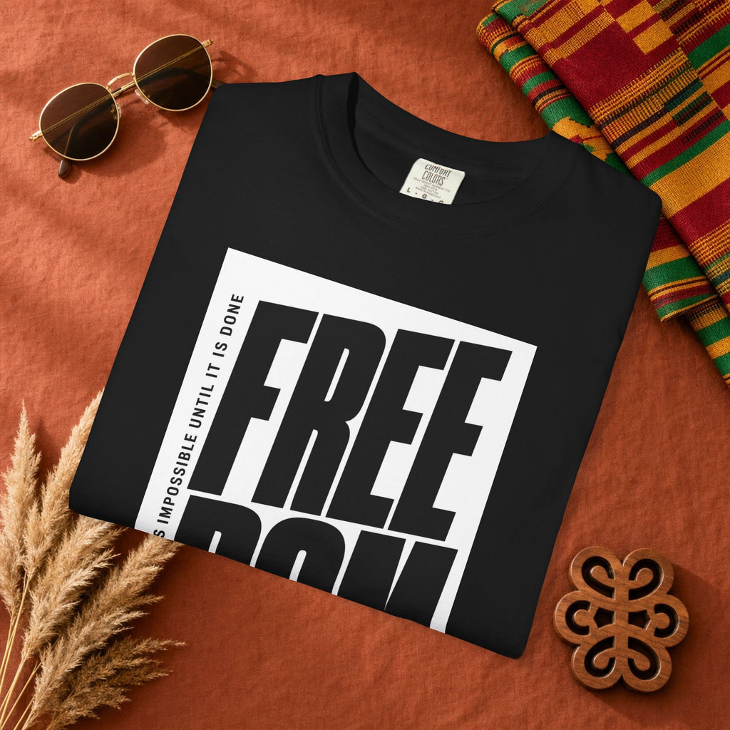 Freedom Bold Graphic T-Shirt — 'FREEDOM' Vertical Typography Tee